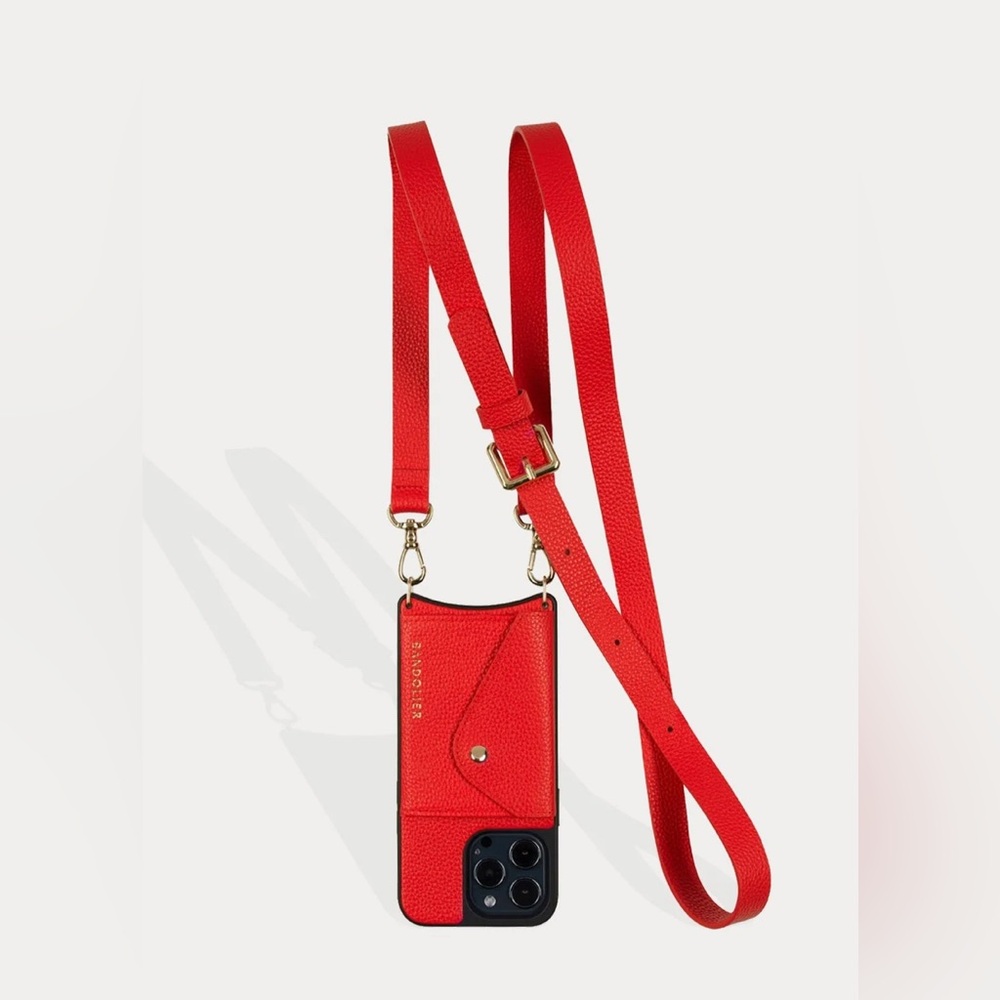 NWOT Red Leather Bandolier cell phone case for iPhone 13